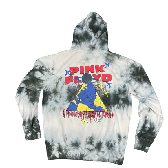 Pink Floyd Officially Licensed Hoodie Medium Gray Tie Dye 87 World Tour - Picture 2 of 7